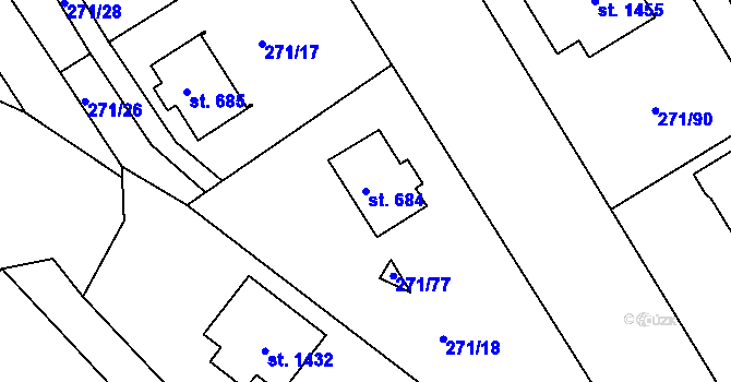 Parcela st. 684 v KÚ Parník, Katastrální mapa