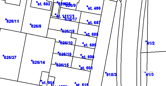 Parcela st. 689 v KÚ Parník, Katastrální mapa
