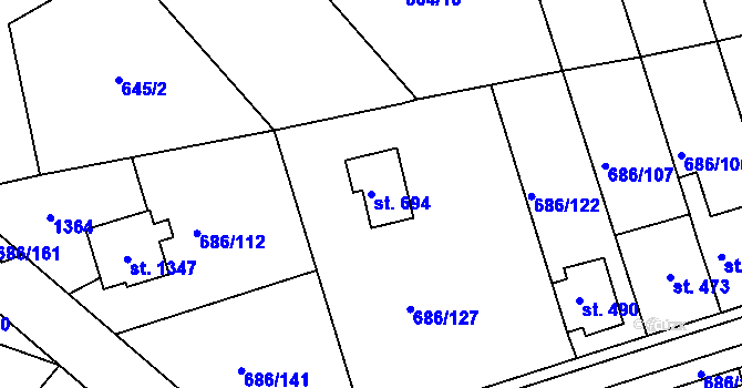 Parcela st. 694 v KÚ Parník, Katastrální mapa