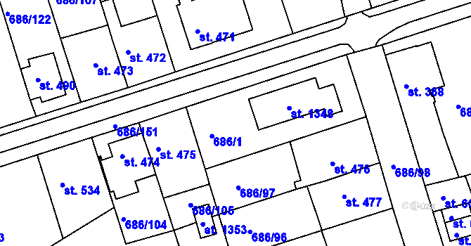 Parcela st. 698 v KÚ Parník, Katastrální mapa