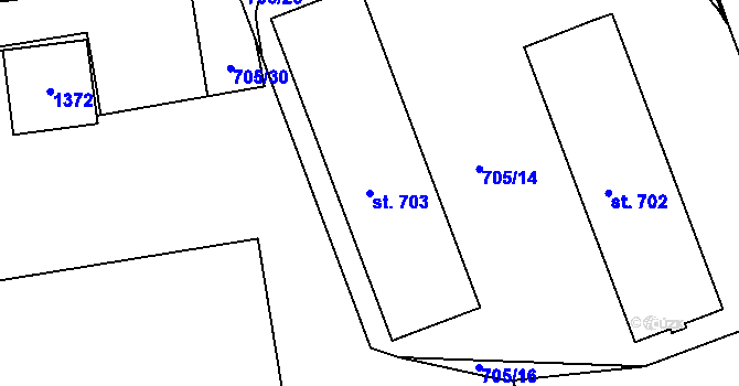 Parcela st. 703 v KÚ Parník, Katastrální mapa