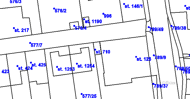 Parcela st. 710 v KÚ Parník, Katastrální mapa