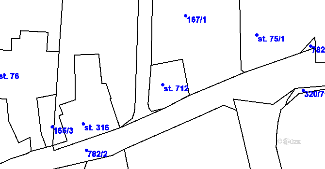 Parcela st. 712 v KÚ Parník, Katastrální mapa