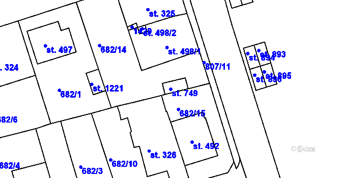 Parcela st. 749 v KÚ Parník, Katastrální mapa