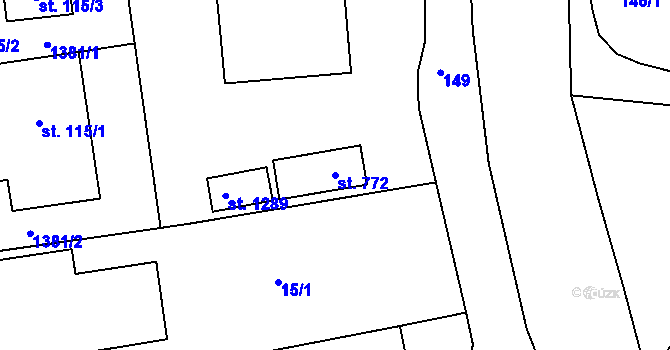 Parcela st. 772 v KÚ Parník, Katastrální mapa