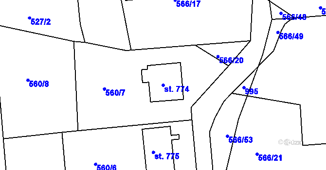 Parcela st. 774 v KÚ Parník, Katastrální mapa