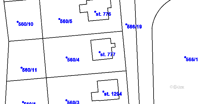 Parcela st. 777 v KÚ Parník, Katastrální mapa