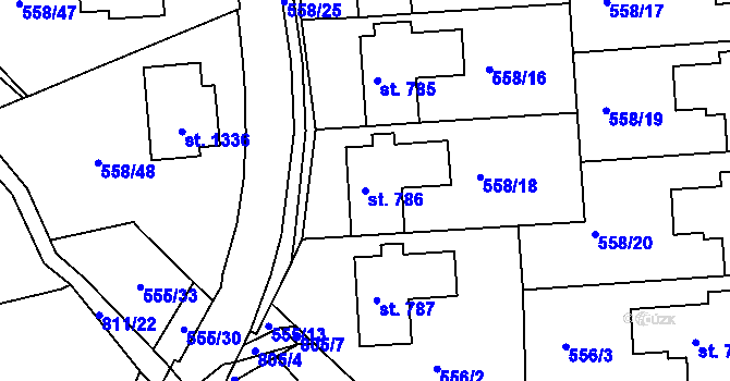 Parcela st. 786 v KÚ Parník, Katastrální mapa