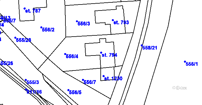 Parcela st. 794 v KÚ Parník, Katastrální mapa