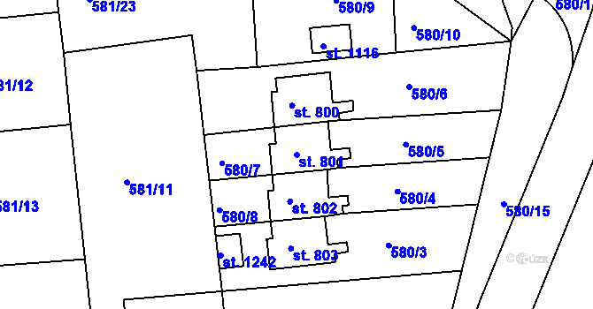 Parcela st. 801 v KÚ Parník, Katastrální mapa