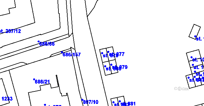 Parcela st. 878 v KÚ Parník, Katastrální mapa