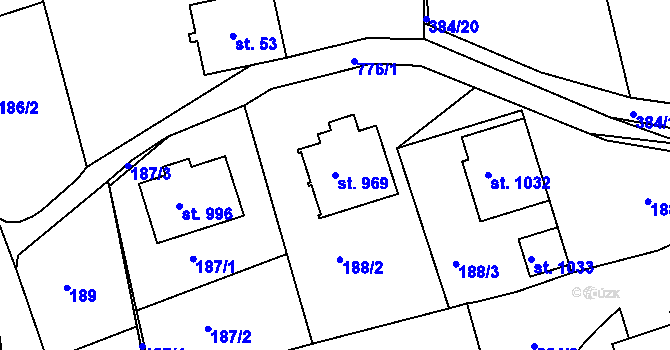 Parcela st. 969 v KÚ Parník, Katastrální mapa