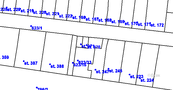 Parcela st. 970 v KÚ Parník, Katastrální mapa