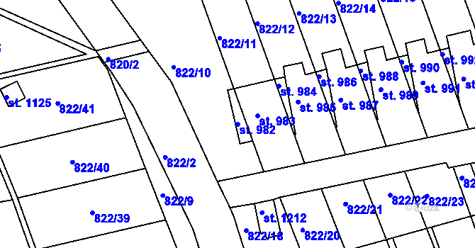 Parcela st. 982 v KÚ Parník, Katastrální mapa
