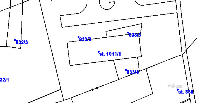 Parcela st. 1011/1 v KÚ Parník, Katastrální mapa