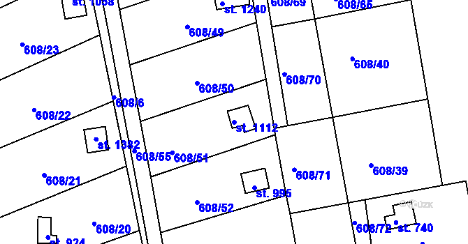 Parcela st. 1112 v KÚ Parník, Katastrální mapa