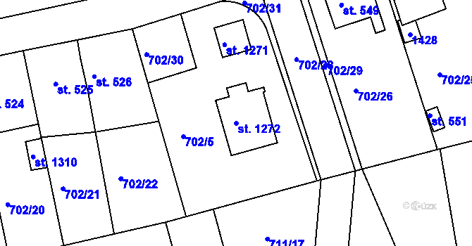 Parcela st. 1272 v KÚ Parník, Katastrální mapa