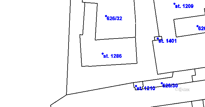 Parcela st. 1286 v KÚ Parník, Katastrální mapa