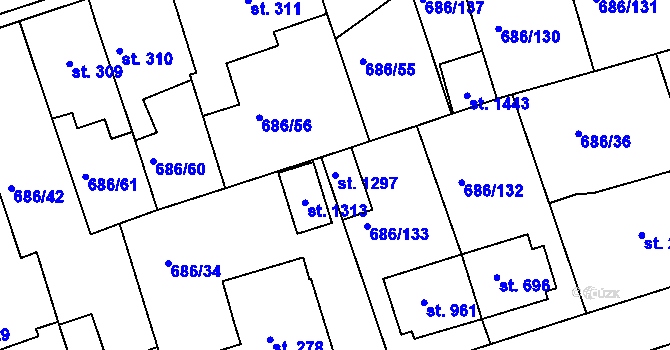 Parcela st. 1297 v KÚ Parník, Katastrální mapa