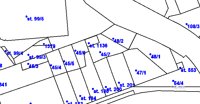Parcela st. 45/7 v KÚ Parník, Katastrální mapa