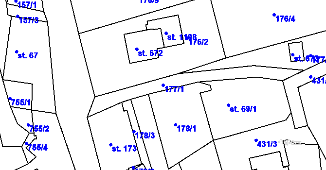 Parcela st. 177/1 v KÚ Parník, Katastrální mapa