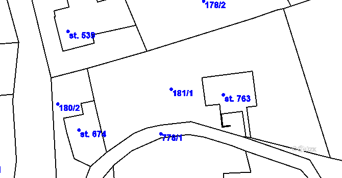 Parcela st. 181/1 v KÚ Parník, Katastrální mapa
