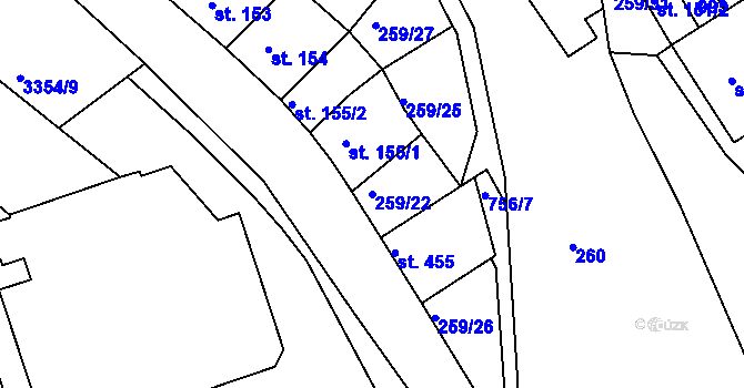 Parcela st. 259/22 v KÚ Parník, Katastrální mapa