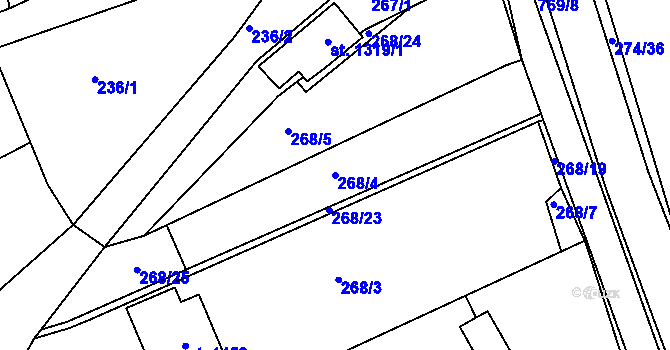 Parcela st. 268/4 v KÚ Parník, Katastrální mapa
