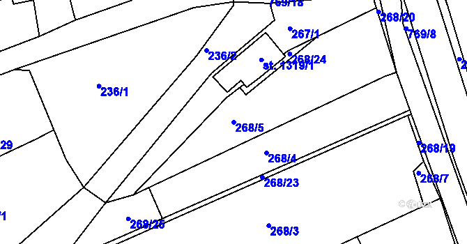 Parcela st. 268/5 v KÚ Parník, Katastrální mapa