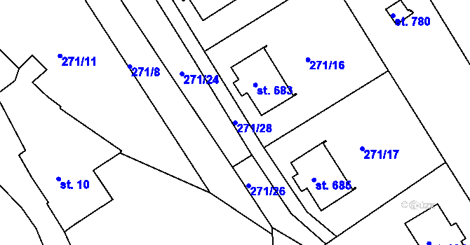 Parcela st. 271/28 v KÚ Parník, Katastrální mapa