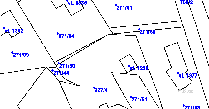 Parcela st. 271/42 v KÚ Parník, Katastrální mapa