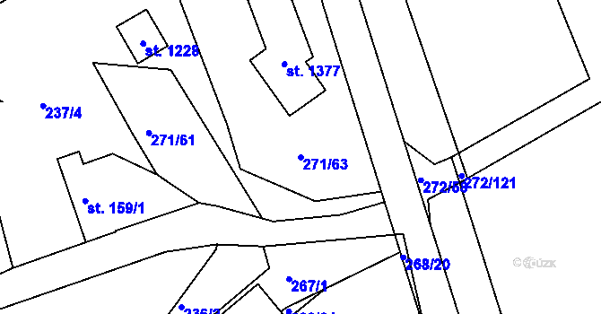Parcela st. 271/63 v KÚ Parník, Katastrální mapa