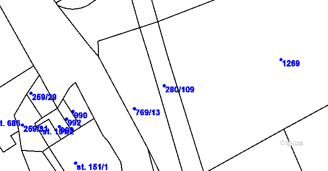 Parcela st. 280/109 v KÚ Parník, Katastrální mapa