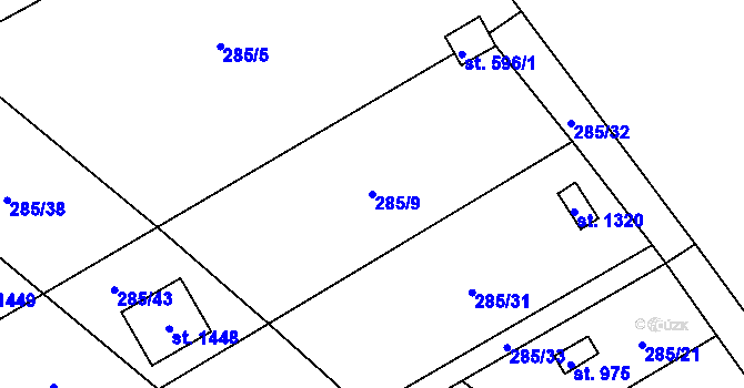 Parcela st. 285/9 v KÚ Parník, Katastrální mapa