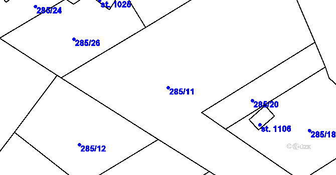 Parcela st. 285/11 v KÚ Parník, Katastrální mapa