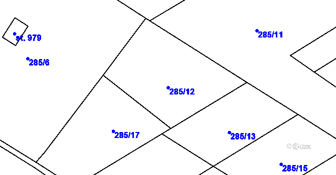 Parcela st. 285/12 v KÚ Parník, Katastrální mapa