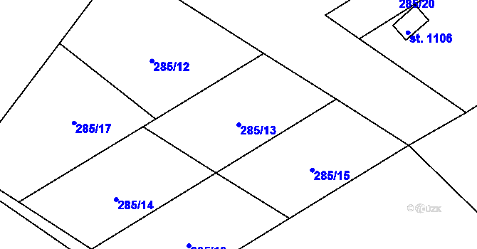 Parcela st. 285/13 v KÚ Parník, Katastrální mapa