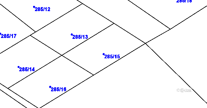 Parcela st. 285/15 v KÚ Parník, Katastrální mapa