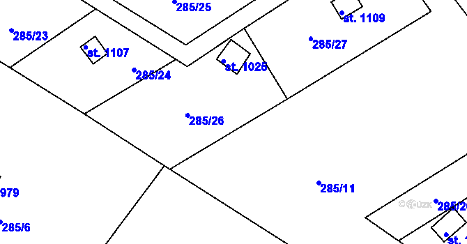 Parcela st. 285/36 v KÚ Parník, Katastrální mapa