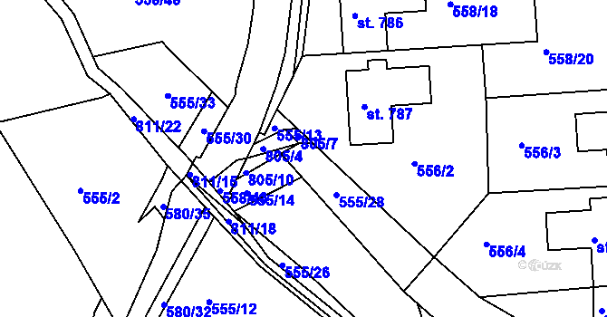 Parcela st. 555/25 v KÚ Parník, Katastrální mapa