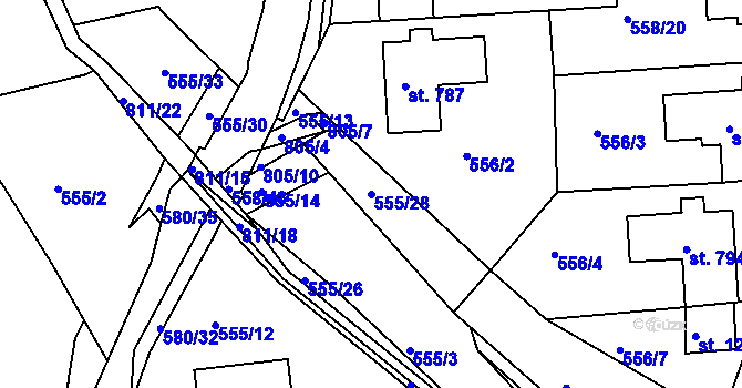 Parcela st. 555/28 v KÚ Parník, Katastrální mapa
