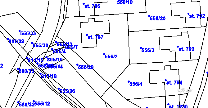Parcela st. 556/2 v KÚ Parník, Katastrální mapa