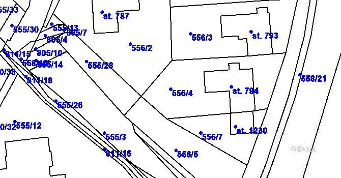 Parcela st. 556/4 v KÚ Parník, Katastrální mapa
