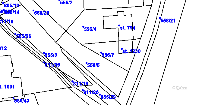 Parcela st. 556/7 v KÚ Parník, Katastrální mapa