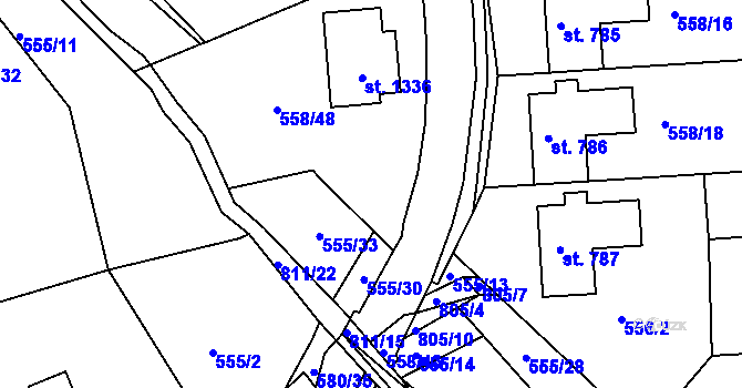 Parcela st. 558/28 v KÚ Parník, Katastrální mapa