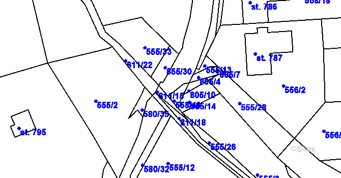 Parcela st. 558/42 v KÚ Parník, Katastrální mapa