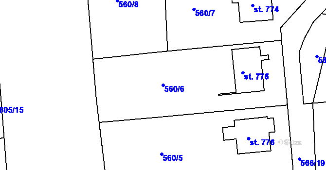 Parcela st. 560/6 v KÚ Parník, Katastrální mapa