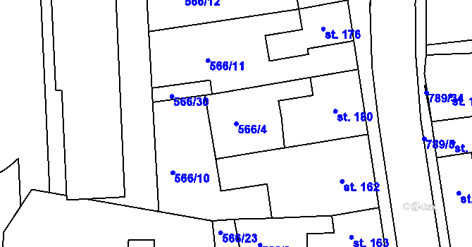 Parcela st. 566/4 v KÚ Parník, Katastrální mapa