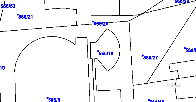 Parcela st. 566/18 v KÚ Parník, Katastrální mapa