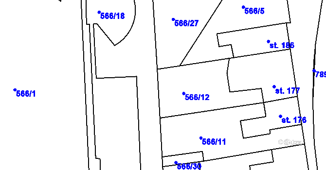 Parcela st. 566/31 v KÚ Parník, Katastrální mapa